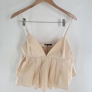 Zara Beige Pinstripe Camisole Top | Size M